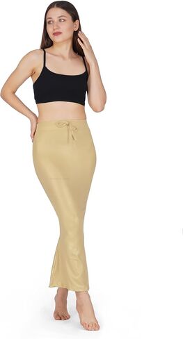 Shimmer Fabric Saree Shapewear Petticoat for Women, Skirts,Shape Wear Sari Silhouette With Adjustable Drawstring in Kuwait