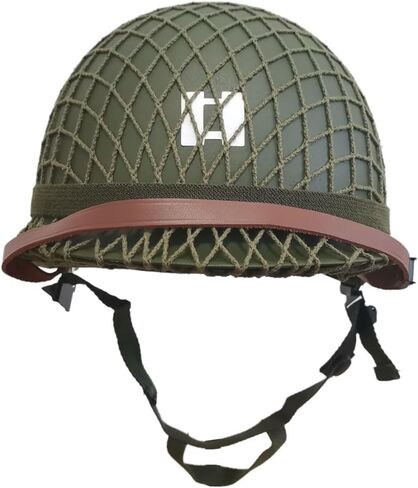 WWII US Army M1 Steel Helment Replica - WW2 Gear مع حزام الذقن القماشي ، غطاء شبكة ، شريط عين Cat و DIY in Saudi Arabia
