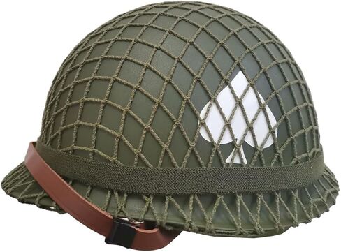 WWII US Army M1 Steel Helment Replica - WW2 Gear مع حزام الذقن القماشي ، غطاء شبكة ، شريط عين Cat و DIY in Saudi Arabia