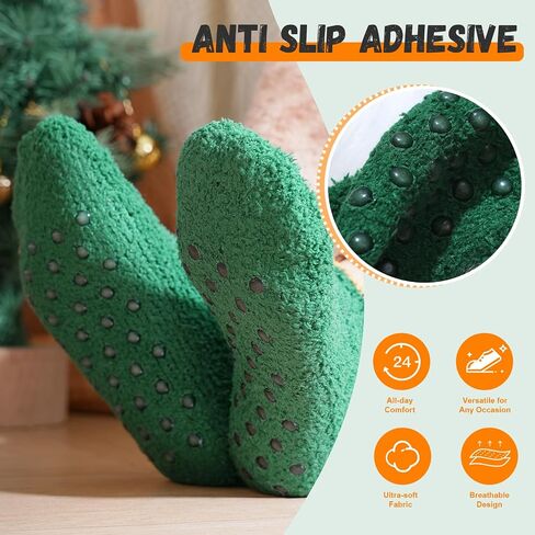 jeuhut 6 Pairs Fuzzy Grip Socks for Women Soft Cozy Fluffy Slipper Socks with Grips Winter Warm Stocking Stuffers in Kuwait