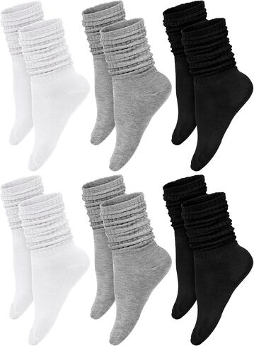 Bencailor 6 Pairs Women Slouch Fuzzy Socks Warm Cotton Scrunch Boot Winter Fluffy Slipper Socks in Kuwait