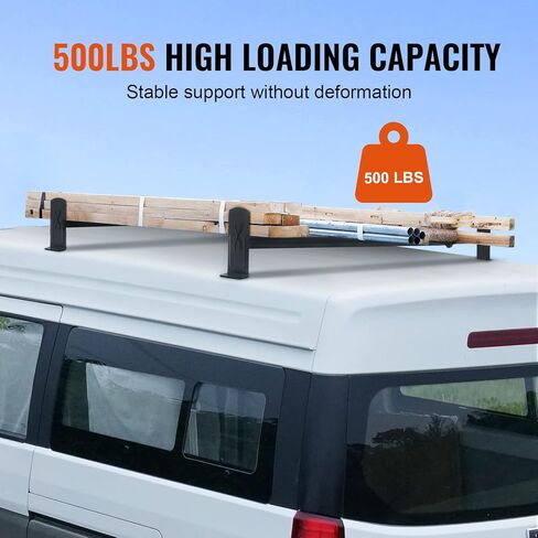 VEVOR Van Roof Ladder Rack - 35.8"-52.4" Adjustable Roof Rack, 500 LBS Capacity Alloy Steel, Drilling Mount for Minivans, Black in Kuwait