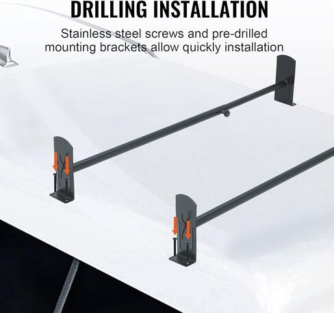 VEVOR Van Roof Ladder Rack - 35.8"-52.4" Adjustable Roof Rack, 500 LBS Capacity Alloy Steel, Drilling Mount for Minivans, Black in Kuwait