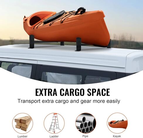 VEVOR Van Roof Ladder Rack - 35.8"-52.4" Adjustable Roof Rack, 500 LBS Capacity Alloy Steel, Drilling Mount for Minivans, Black in Kuwait