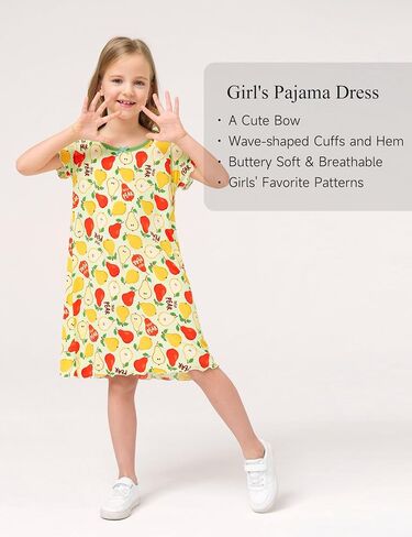 Bamboo Viscose Girls Nightgowns Short Sleeve Soft Pajama Dress for Girls in Saudi Arabia