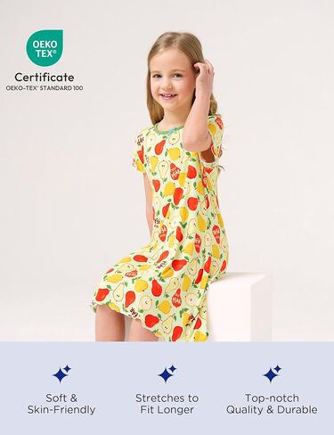Bamboo Viscose Girls Nightgowns Short Sleeve Soft Pajama Dress for Girls in Saudi Arabia