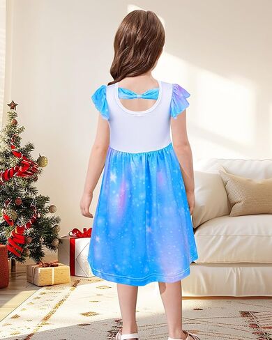 PASHOP Doll and Girl Matching Nightgown Flutter Sleeve Unicorn Princess Pajamas Night Dress for Girls and 18" Doll Clothes in Kuwait