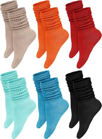 Bencailor 6 Pairs Women Slouch Fuzzy Socks Warm Cotton Scrunch Boot Winter Fluffy Slipper Socks in Kuwait