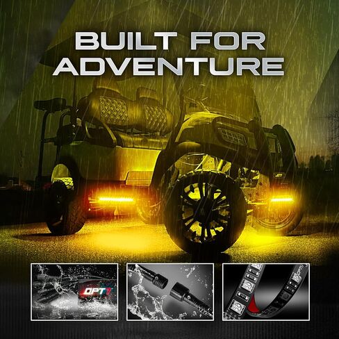 OPT7 Aura Pro Golf Cart Underglow Bluetooth APP LED Lighting Kit, Neon Underbody Strips Accessories, RGB Multi-Color Mode Accent Lights with Bluetooth Controlled App, w/Switch, 10pcs, 12V, Single Row in Saudi Arabia