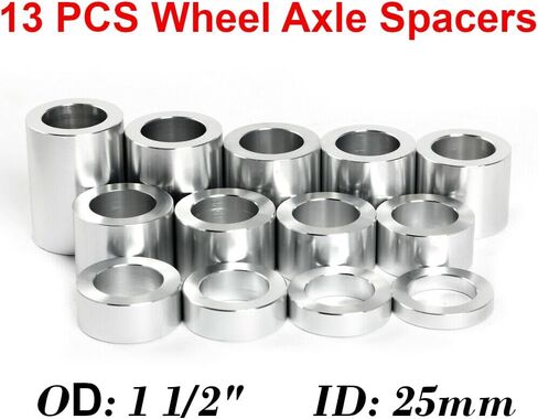 TOFR Chrome 13 Piece O.D. 1-1/8" Wheel Spacer for 3/4" Axle For Harley Touring Road King Electra Glide Softail Standard Custom Fat Boy Night Train Dyna Street Bob Low Rider Super Glide Sportster 883 in Kuwait