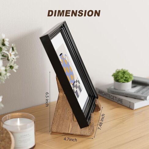 Plate Stands for Display, Wooden Plate Holders for Displaying, 6.5 Inch Wood Picture Frame Stand, Easel for Display, Decorative Plate Holder for Cookbook, Art, Plaque, Photo, Platter, Vinyl Record in Saudi Arabia