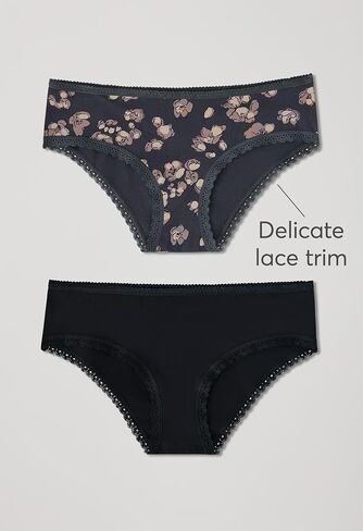 Pact Women's Organic Cotton Soft Hipster Panties, No Show Design Cheeky Bikini Underwear, 2 Pack in Kuwait