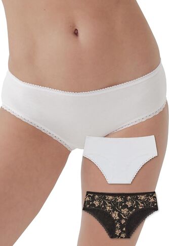 Pact Women's Organic Cotton Soft Hipster Panties, No Show Design Cheeky Bikini Underwear, 2 Pack in Kuwait