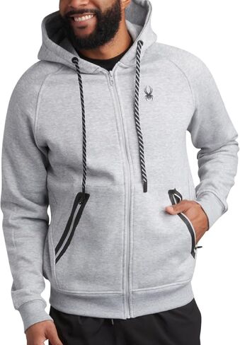 Spyder Mens zip Up Hoodie - UPF30+ Super Soft Fleece Shirtshe ، هوديس رياضي دافئ للرجال ذوي الجيوب المضمنة (S -XL) in Kuwait