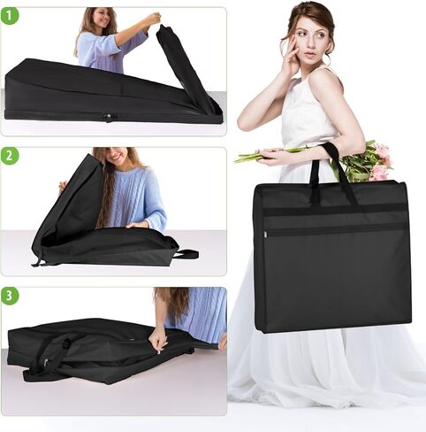 KEEGH Wedding Dress Garment Bag, 72" Tri-fold Bridal Dress Bags for Gowns, With Accessory Pockets and Adjustable Buckle Dress Cover for Wedding/Prom/Travel/Closet Storage (Beige) in Kuwait