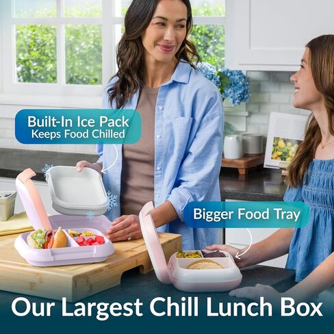 Bentgo Chill Max Leak-Proof XL Lunch Box - Included Ice Pack Keeps Food Cold; 5-Cup Capacity for Adults & Ages 8+, 3 or 4 Compartment Bento Box, BPA-Free, Dishwasher Safe (Lavender & Peach Blossom) in Kuwait