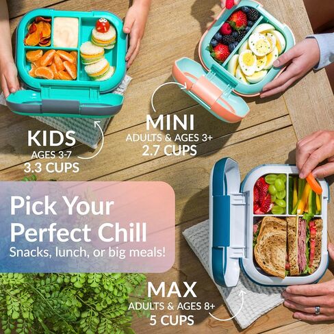Bentgo Chill Max Leak-Proof XL Lunch Box - Included Ice Pack Keeps Food Cold; 5-Cup Capacity for Adults & Ages 8+, 3 or 4 Compartment Bento Box, BPA-Free, Dishwasher Safe (Lavender & Peach Blossom) in Kuwait
