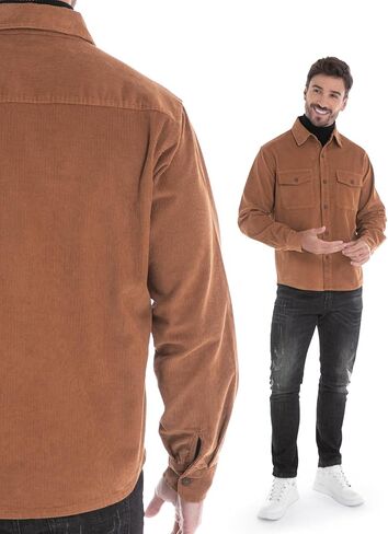 Men's Corduroy Shacket, Casual Stylish Long Sleeve Shirt Jacket Button Down in Saudi Arabia
