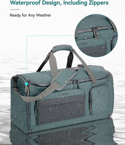 Large 3 In 1 Waterproof Garment Duffle Bags for Travel with Shoe Compartment, Mens Carry On Convertible Garment Bags for Travel Combo with Wet Compartment, Suit Bag Travel for Men and Women (black) in Kuwait