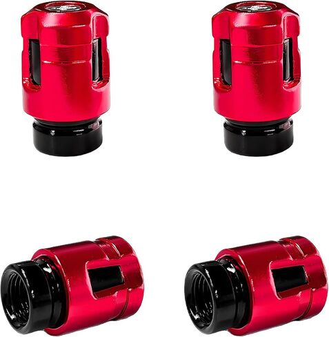 4 PCS Car Tire Valve Stem Caps, Unique Shape Aluminum Alloy Wheel Valve Covers, Corrosion Resistant Leak-Proof Tire Valve Stem Cover, Universal Vehicle Wheel Accessories (Red) in Kuwait