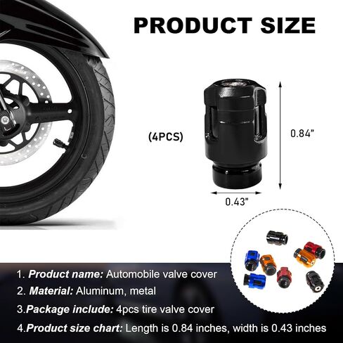 4 PCS Car Tire Valve Stem Caps, Unique Shape Aluminum Alloy Wheel Valve Covers, Corrosion Resistant Leak-Proof Tire Valve Stem Cover, Universal Vehicle Wheel Accessories (Red) in Kuwait