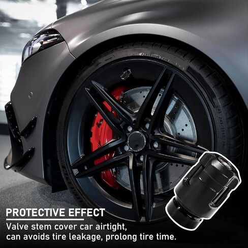 4 PCS Car Tire Valve Stem Caps, Unique Shape Aluminum Alloy Wheel Valve Covers, Corrosion Resistant Leak-Proof Tire Valve Stem Cover, Universal Vehicle Wheel Accessories (Red) in Kuwait
