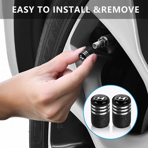 Tire Valve Stem Cap Cover for Hyundai Belt O-Ring Seal Corrosion Resistant Tire Valve Stem Air Cap 4 Pack Black in Saudi Arabia