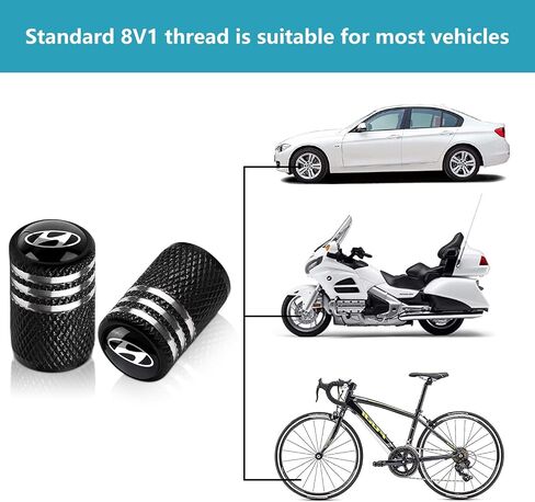 Tire Valve Stem Cap Cover for Hyundai Belt O-Ring Seal Corrosion Resistant Tire Valve Stem Air Cap 4 Pack Black in Saudi Arabia