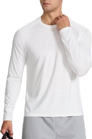 Men's Long Sleeve Shirts Lightweight UPF50 Quick Dry Rash Guard Cooling Tee with Silver Ion Tech in Kuwait