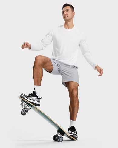 Men's Long Sleeve Shirts Lightweight UPF50 Quick Dry Rash Guard Cooling Tee with Silver Ion Tech in Kuwait