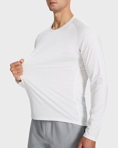Men's Long Sleeve Shirts Lightweight UPF50 Quick Dry Rash Guard Cooling Tee with Silver Ion Tech in Kuwait