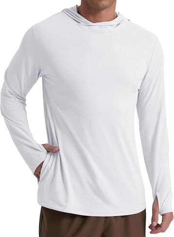 Askdeer Men's UPF 50+ Fishing Shirts Long Sleeve Lightweight Sun Protection Hoodie Shirt UV Hiking Rash Guard Shirts in Saudi Arabia