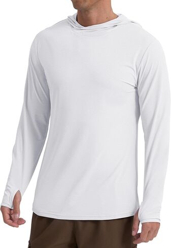 Askdeer Men's UPF 50+ Fishing Shirts Long Sleeve Lightweight Sun Protection Hoodie Shirt UV Hiking Rash Guard Shirts in Saudi Arabia