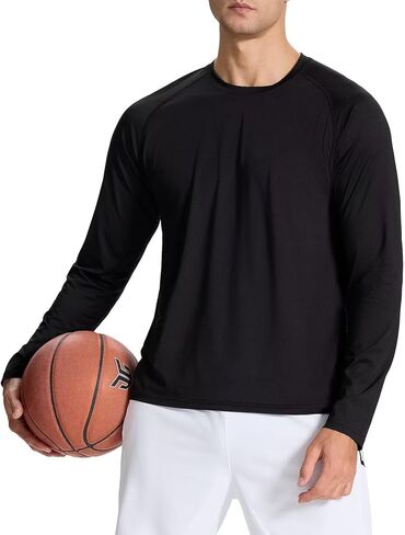 Men's Long Sleeve Shirts Lightweight UPF50 Quick Dry Rash Guard Cooling Tee with Silver Ion Tech in Kuwait