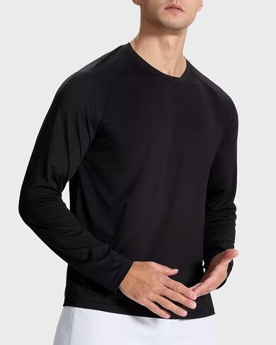 Men's Long Sleeve Shirts Lightweight UPF50 Quick Dry Rash Guard Cooling Tee with Silver Ion Tech in Kuwait