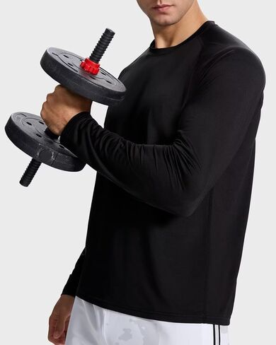 Men's Long Sleeve Shirts Lightweight UPF50 Quick Dry Rash Guard Cooling Tee with Silver Ion Tech in Kuwait