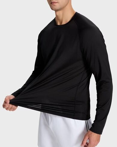 Men's Long Sleeve Shirts Lightweight UPF50 Quick Dry Rash Guard Cooling Tee with Silver Ion Tech in Kuwait