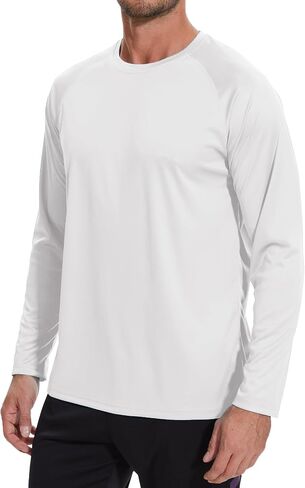 Neyouqe Men's Sun Protection Upf 50+ قمصان طويلة الأكمام الجري تجريع تمرين رياضة رياضية قميص UV Swim Fish Guard واقي المشي لمسافات طويلة in Kuwait
