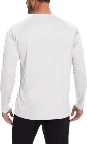 Neyouqe Men's Sun Protection Upf 50+ قمصان طويلة الأكمام الجري تجريع تمرين رياضة رياضية قميص UV Swim Fish Guard واقي المشي لمسافات طويلة in Kuwait