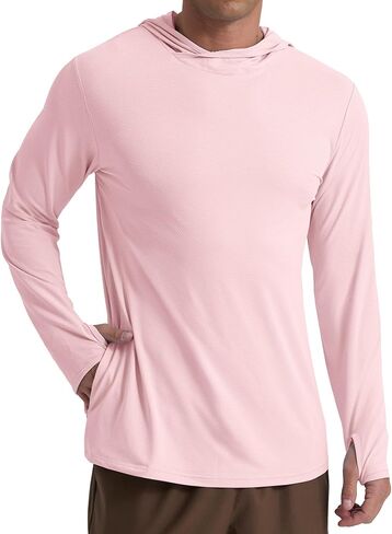 Askdeer Men's UPF 50+ Fishing Shirts Long Sleeve Lightweight Sun Protection Hoodie Shirt UV Hiking Rash Guard Shirts in Saudi Arabia