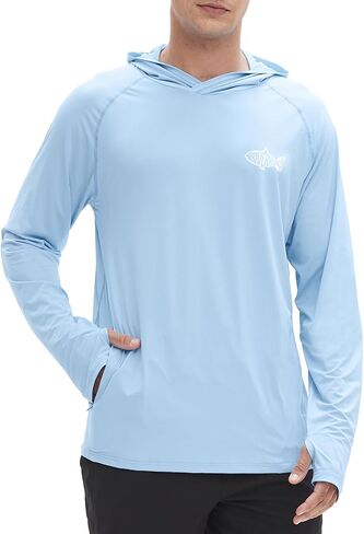 Riverruns Men's UPF 50+ Sun Protection Hoodie Fishing Shirt Cooling Quick Dry Rash Guard Long Sleeve in Saudi Arabia