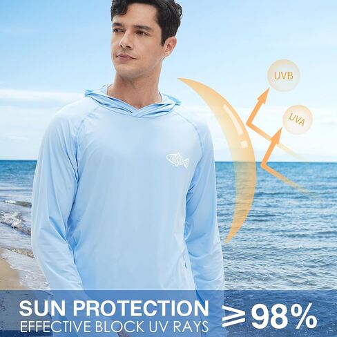 Riverruns Men's UPF 50+ Sun Protection Hoodie Fishing Shirt Cooling Quick Dry Rash Guard Long Sleeve in Saudi Arabia
