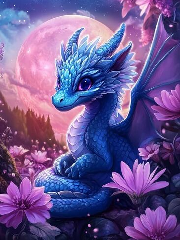 Bimkole 5D Diamond Art Kits for Adults Dragon Reading, Full Drill DIY Rhinestone Embroidery Set Paint with Diamonds Art Flower Animal by Number Kits Cross Stitch Home Wall Craft Decor 12x16 Inch in Saudi Arabia
