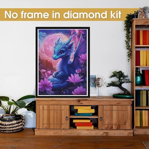 Bimkole 5D Diamond Art Kits for Adults Dragon Reading, Full Drill DIY Rhinestone Embroidery Set Paint with Diamonds Art Flower Animal by Number Kits Cross Stitch Home Wall Craft Decor 12x16 Inch in Saudi Arabia