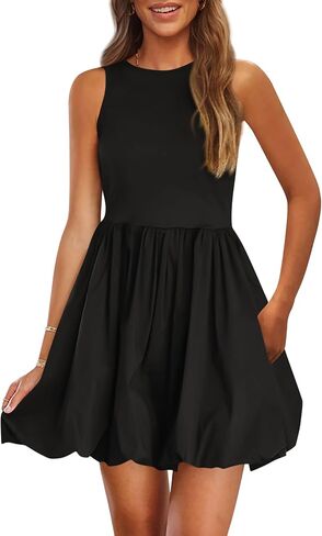 PRETTYGARDEN Summer Dresses for Women 2025 Casual Sleeveless Tank Mini Short Dress Crew Neck Bubble Sundress with Pockets in Saudi Arabia