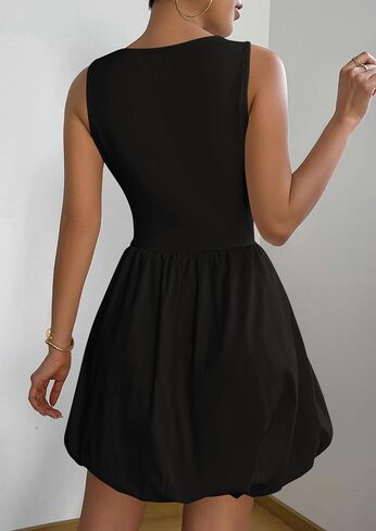PRETTYGARDEN Summer Dresses for Women 2025 Casual Sleeveless Tank Mini Short Dress Crew Neck Bubble Sundress with Pockets in Saudi Arabia