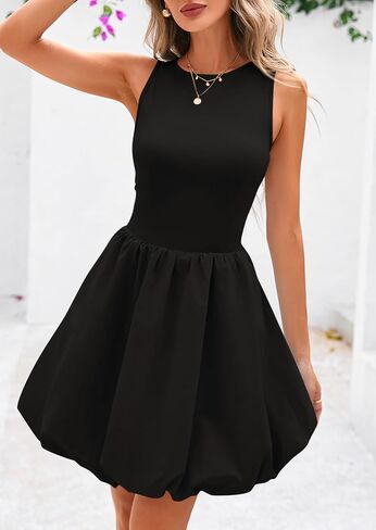 PRETTYGARDEN Summer Dresses for Women 2025 Casual Sleeveless Tank Mini Short Dress Crew Neck Bubble Sundress with Pockets in Saudi Arabia
