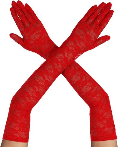 Long Lace Gloves Women Floral Lace Opera Gloves Elegant Elbow Length Tea Party Bridal Wedding Dance Party Masquerade in Saudi Arabia