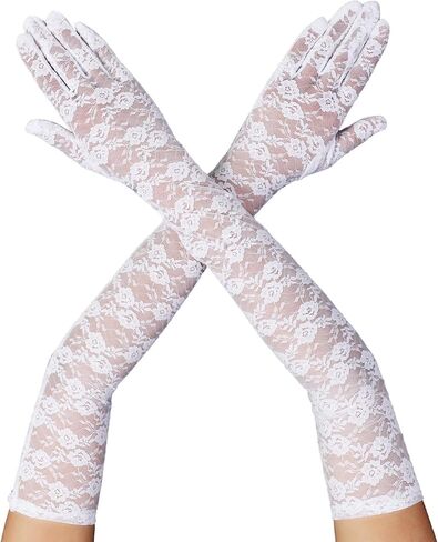 Long Lace Gloves Women Floral Lace Opera Gloves Elegant Elbow Length Tea Party Bridal Wedding Dance Party Masquerade in Saudi Arabia