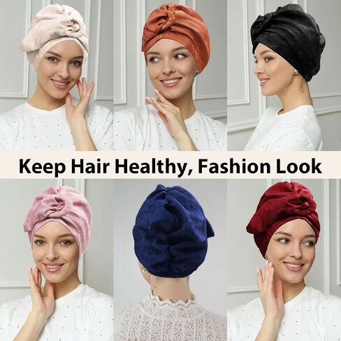 Babalet Satin Lined Turban Pre-Tied Head Wraps for Women Turban Wrap Hat Beanie Cap for Thick Curly Hair Long Large Braid in Saudi Arabia